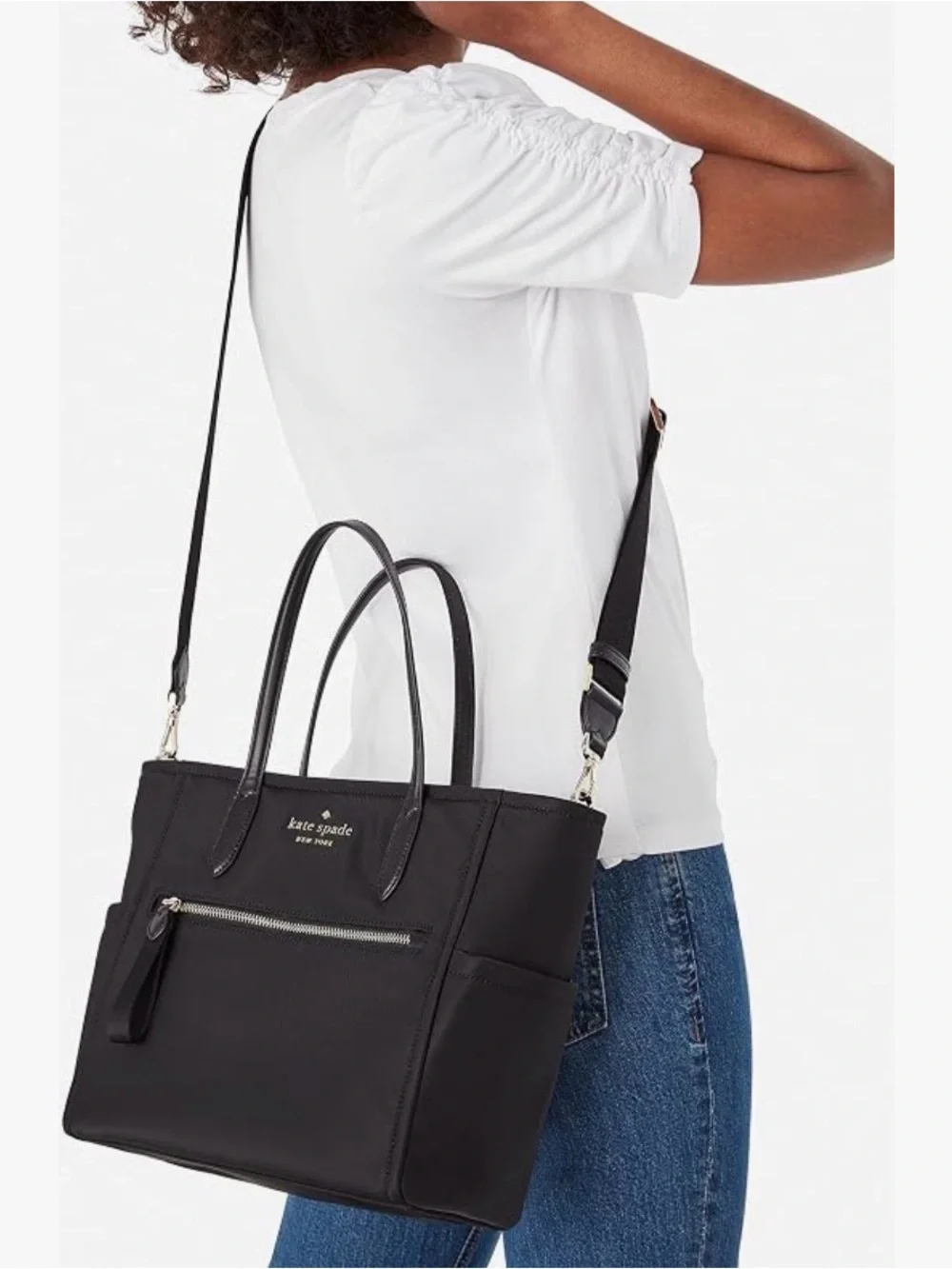 Kate Spade Chelsea Medium Satchel Black Nylon Crossbody Black NWOT